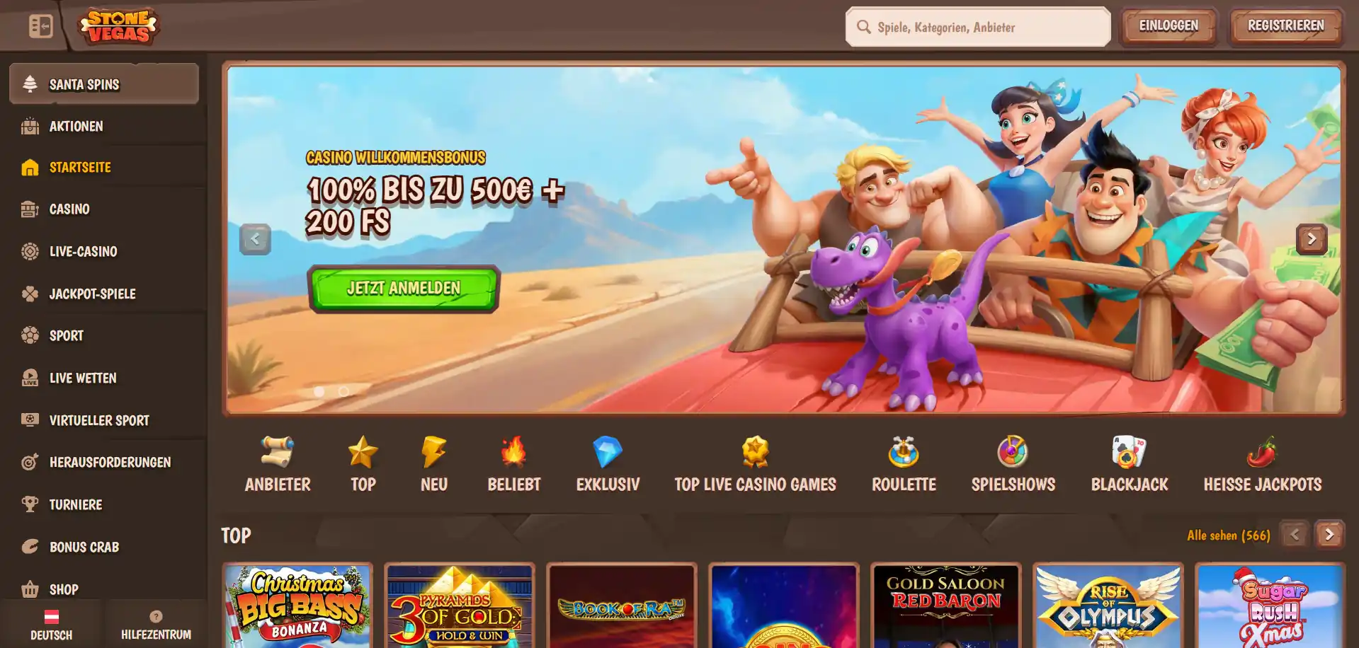 Casino-Menü Stonegevas